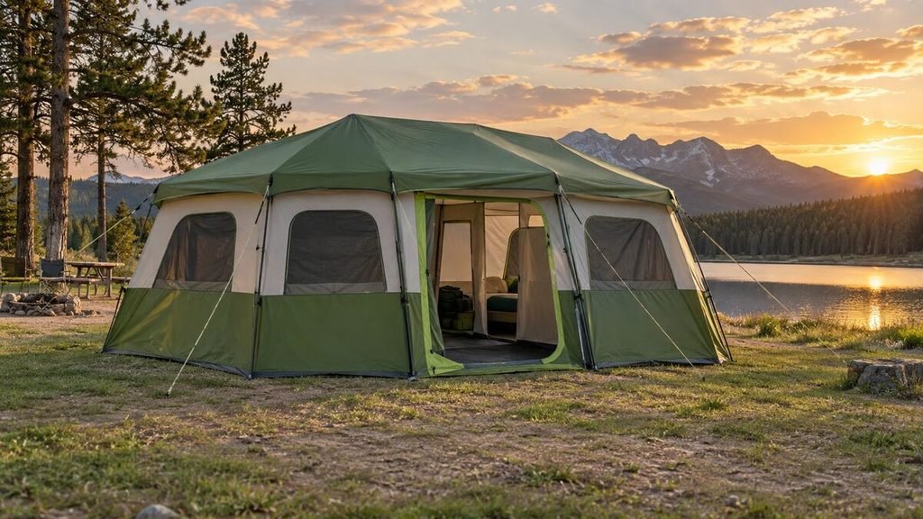 The CORE 9-Person Instant Cabin Tent is the strongest choice here for families that need serious floor space. Its approximately 14-by-9-foot footprint provides 126 square feet of interior area, while the 78-inch center height lets most adults stand comfortably.