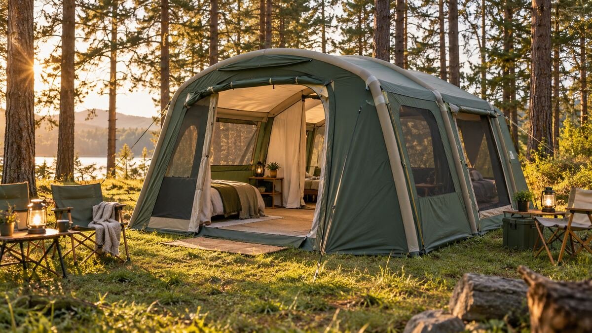 The COODY 17.2 inflatable tent is designed for campers who want considerably more living space than a conventional dome tent can provide.